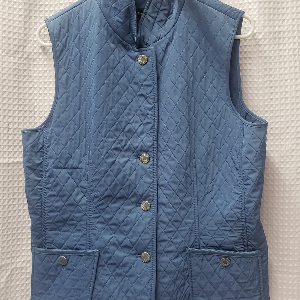 Talbots Quilted Blue Vest Size Medium